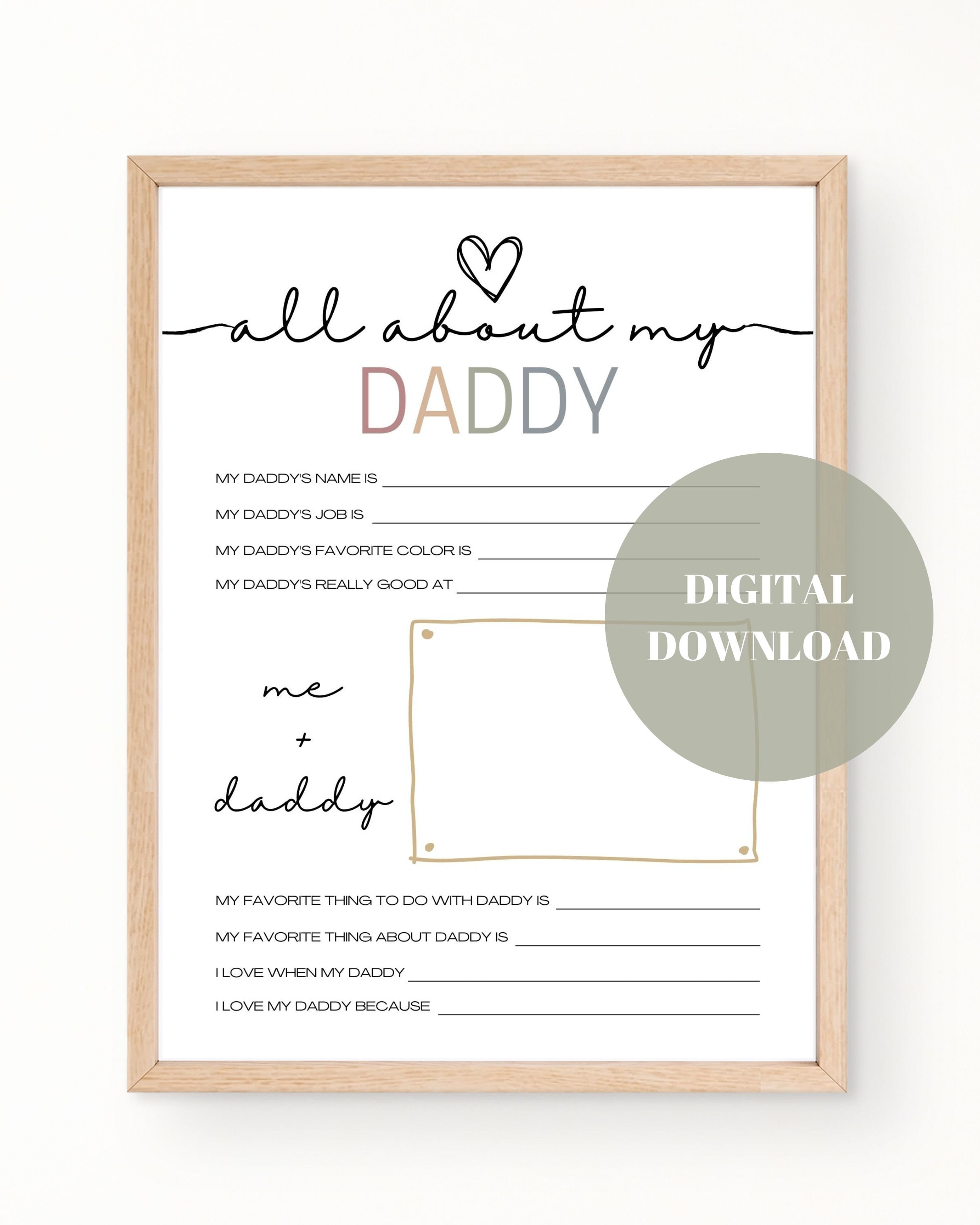Fathers Day Printable Questionnaire / Fathers Day Gift / All About My Fathers Day Printable Questionnaire / Fathers Day Gift / All About My