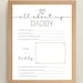 Fathers Day Printable Questionnaire / Fathers Day Gift / All About My ...