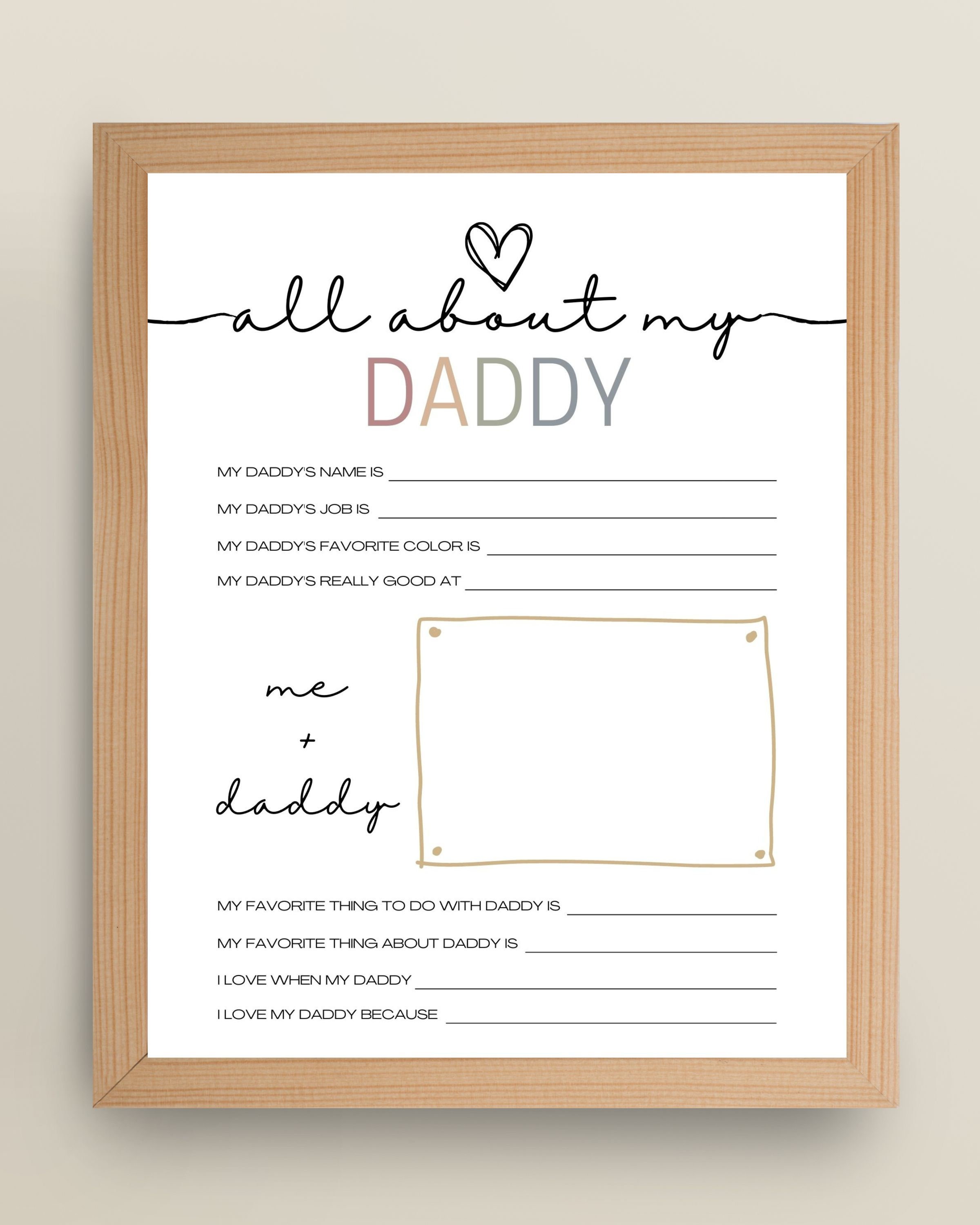 Fathers Day Printable Questionnaire / Fathers Day Gift / All About My ...