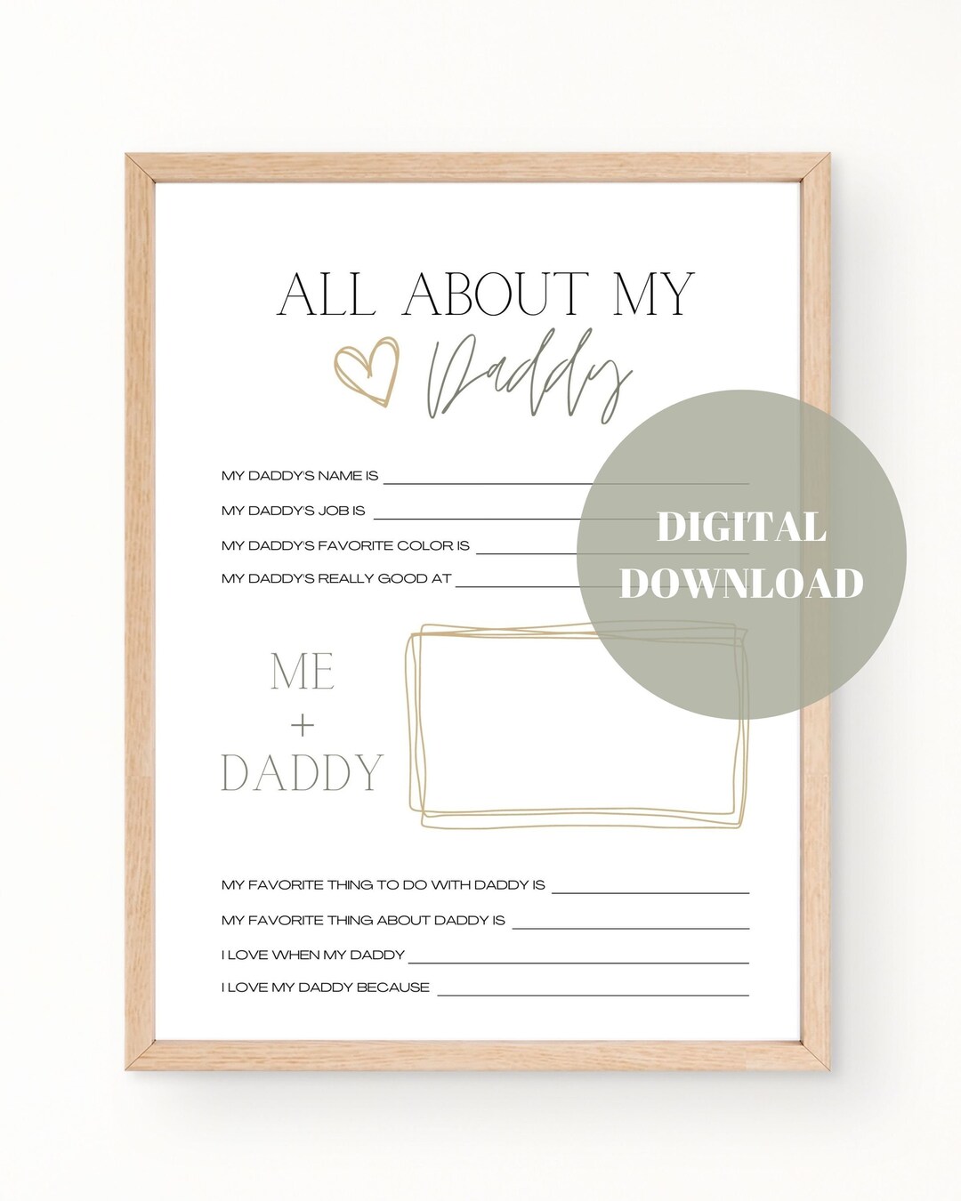 Fathers Day Printable Questionnaire / Fathers Day Gift / All About My ...