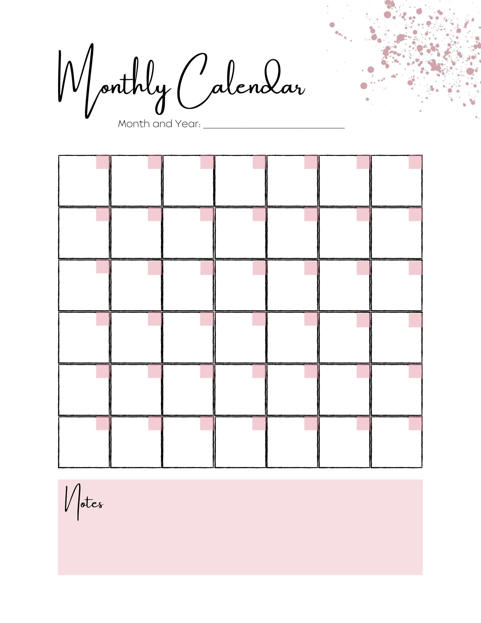 Printable Blush Pink Monthly Calendar Fillable Calendar Etsy