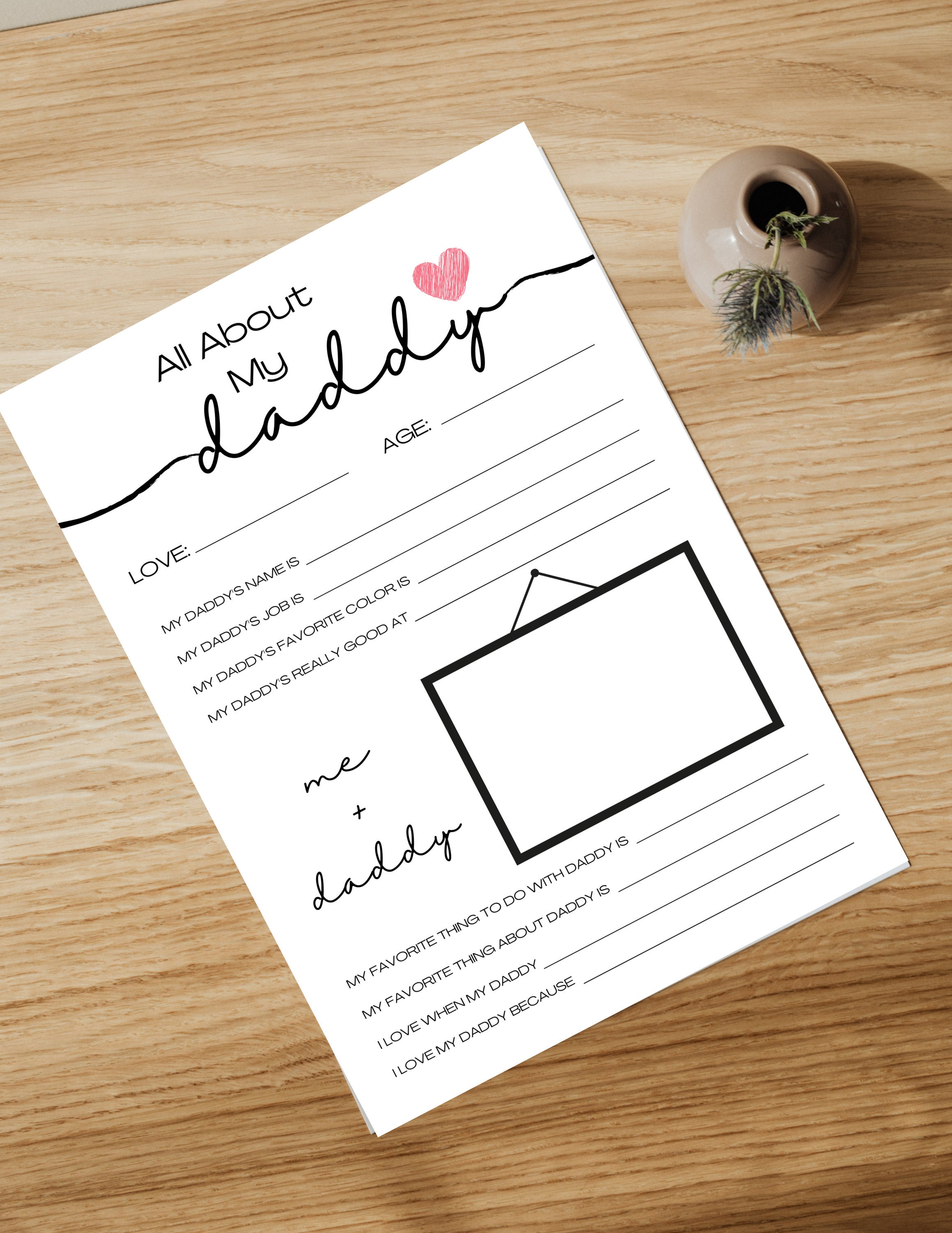 Fathers Day Printable Questionnaire / Fathers Day Gift / All About My ...
