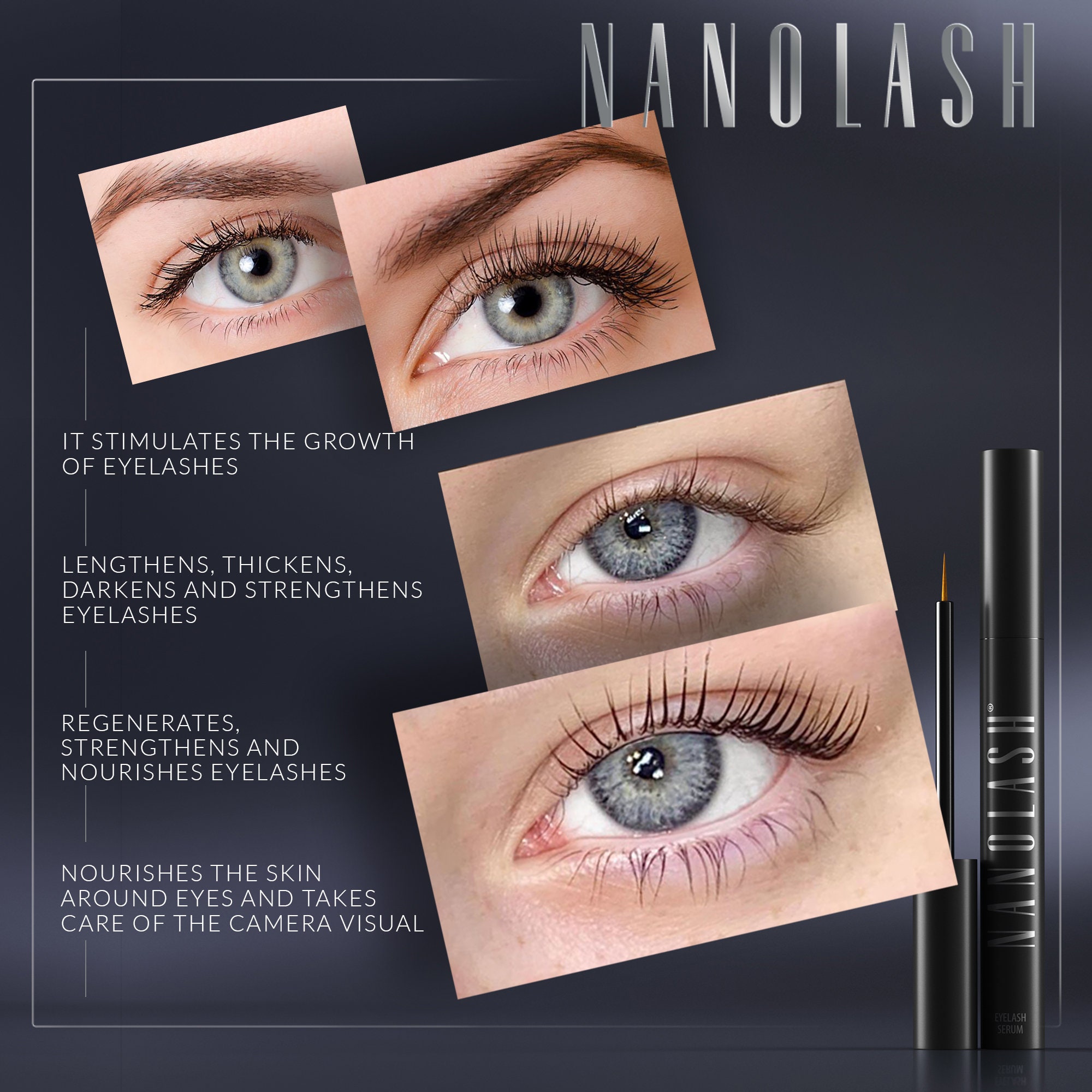Nanolash Eyelash Serum 3 Ml Eyelash Conditioner, Stimulates
