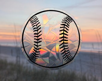 softball window decal, rainbow maker suncatcher for window, apartment decor college girl gift, baseball decor for boys, coach gift baseball