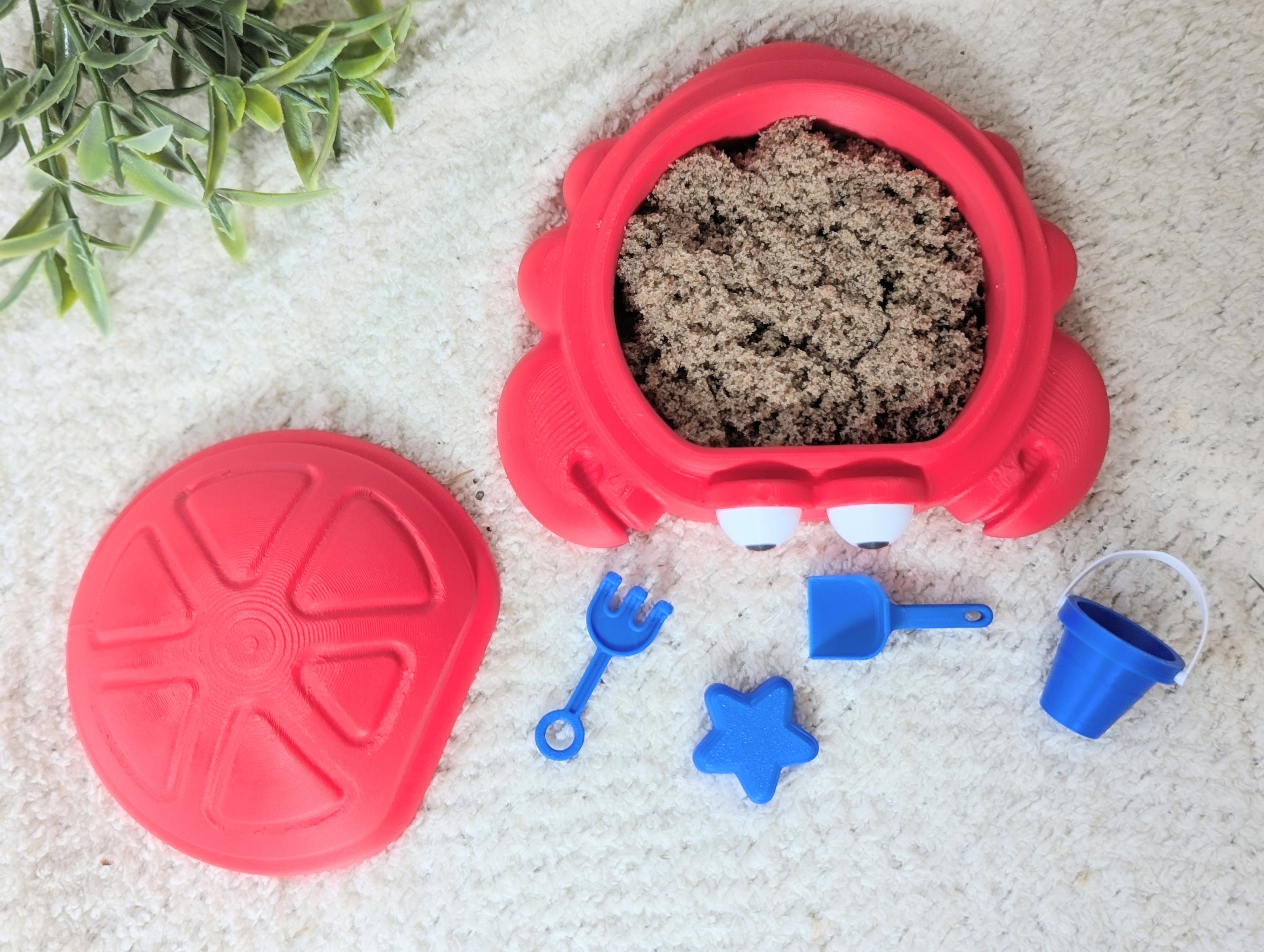 Crab sandbox with lid, zen garden desk decor for women, coastal decor for home office, 3d printed figurine, stress relief gifts for daughter