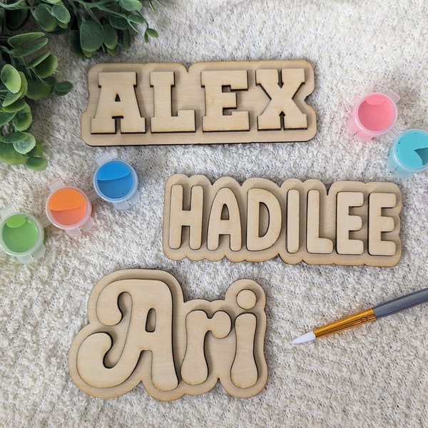 Paint your own name kit, easter basket stuffers for kids, wooden art kit, custom decor for children, paint party favor box, unique gifts for