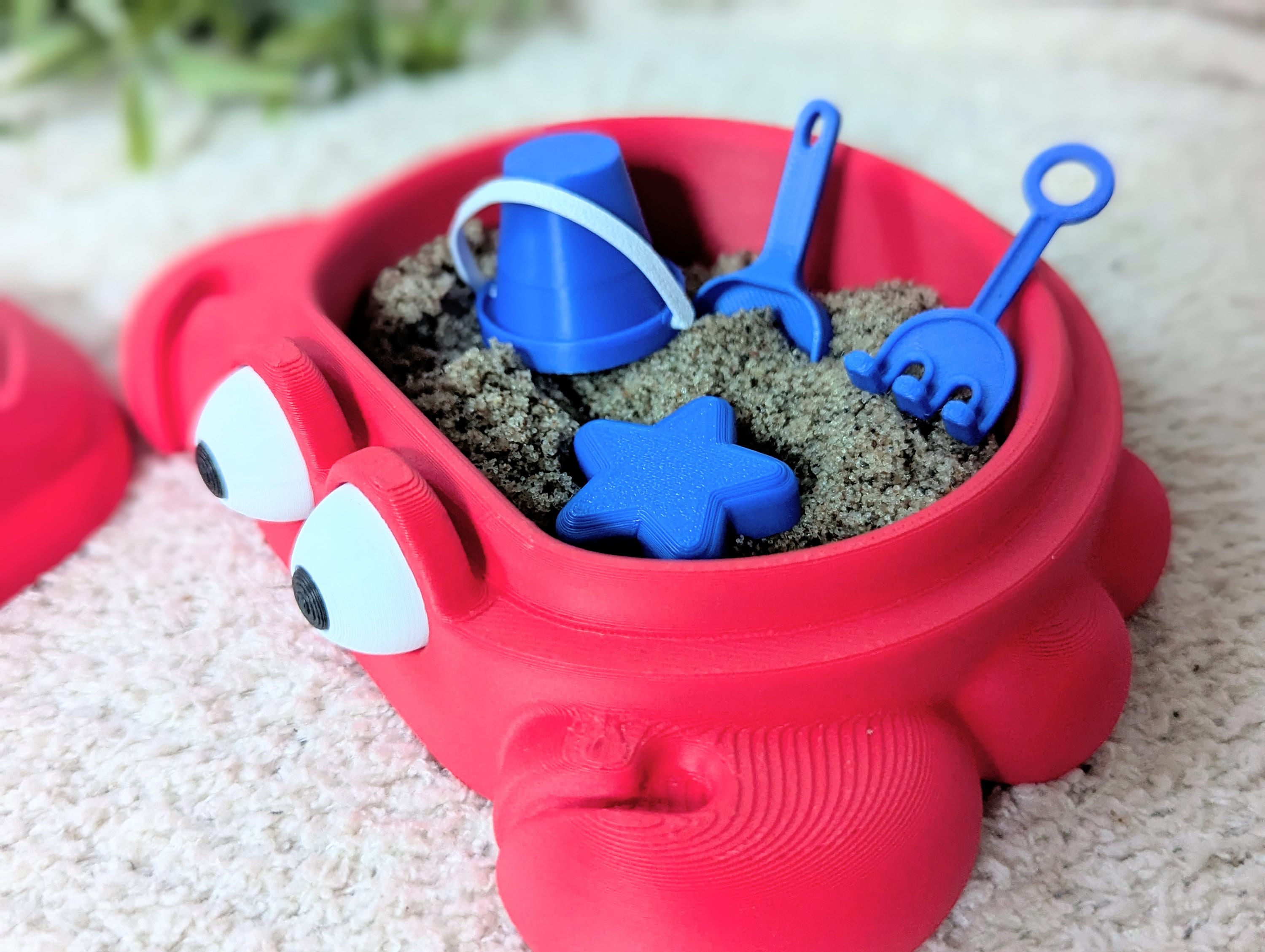 Crab sandbox with lid, zen garden desk decor for women, coastal decor for home office, 3d printed figurine, stress relief gifts for daughter