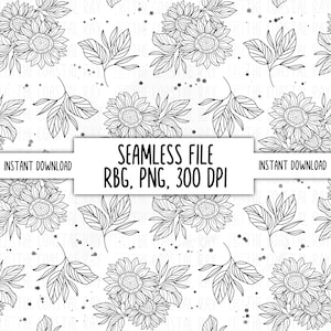 Sonnenblume Png-Transfer für Ton, Oberflächendesign, nahtloses Muster, kommerzielle Nutzung, bedruckbares Vinylmusterdesign, florale Sublimation für Stift
