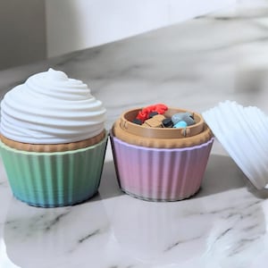 Cupcake container, dessert gifts for women, birthday decor for office, easter basket stuffer for teen, grad gift for daughter, mini 3d print