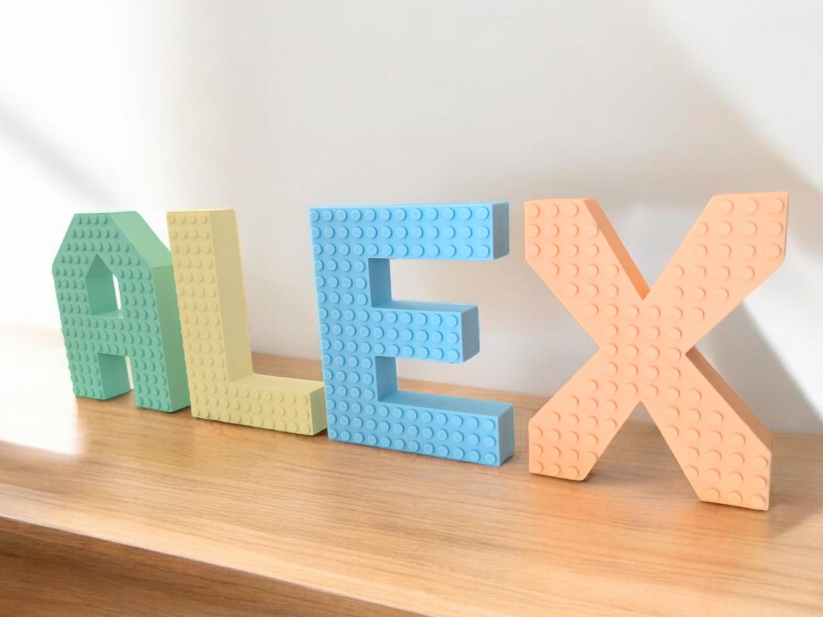 Building Letter Bricks Custom Brick Letters, Building Block Decor for Play Room, White ...