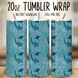 Shark sublimation png file, tumbler wrap png, Surface design, seamless pattern commercial use, printable vinyl pattern design, ocean png for