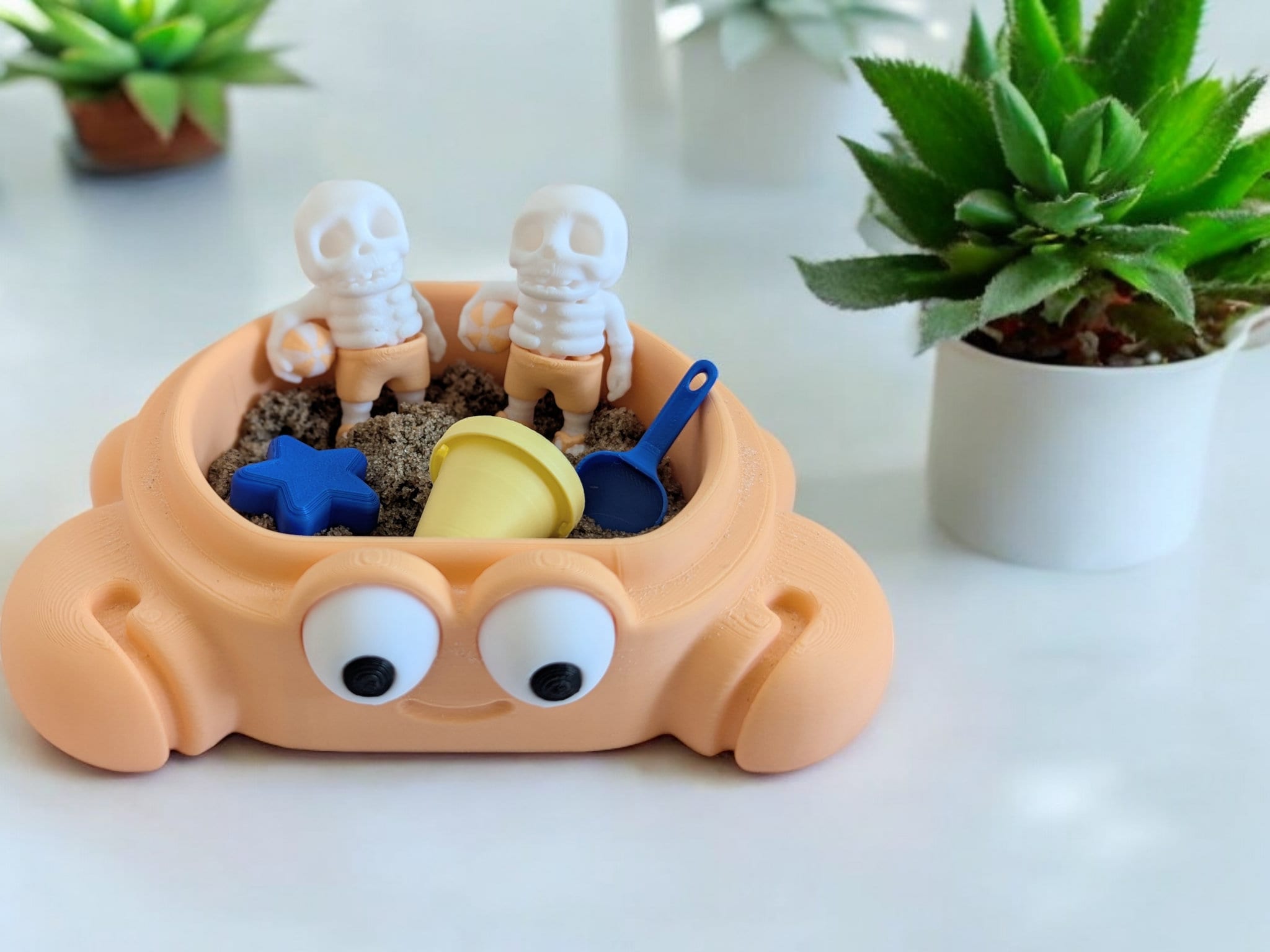 Crab sandbox with lid, zen garden desk decor for women, coastal decor for home office, 3d printed figurine, stress relief gifts for daughter