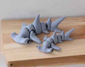 Shark figurine, articulated 3d print, stocking stuffer for teen, white elephant gifts for adult, coastal decor for home office, beach gift