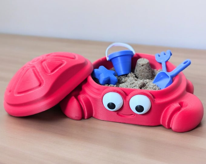 Crab sandbox with lid, zen garden desk decor for women, coastal decor for home office, white elephant gift for adult, stocking stuffer for