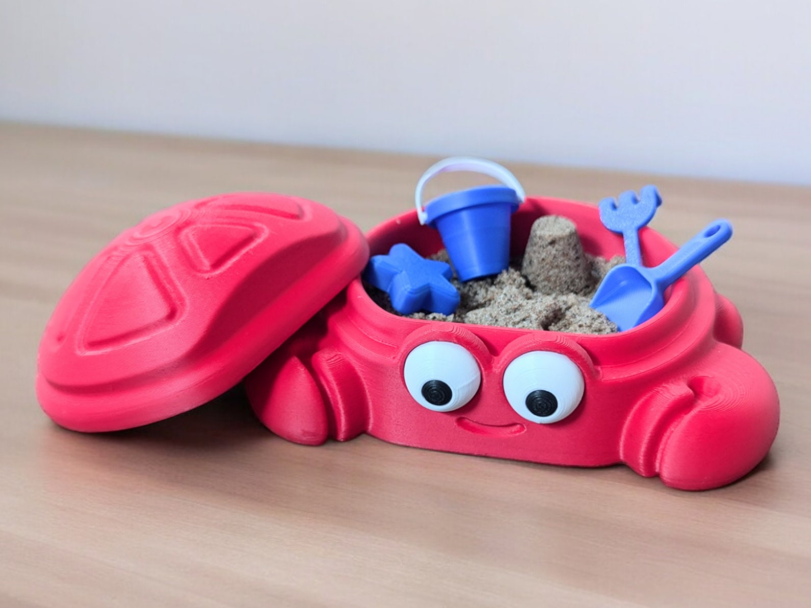 Crab sandbox with lid, zen garden desk decor for women, coastal decor for home office, 3d printed figurine, stress relief gifts for daughter