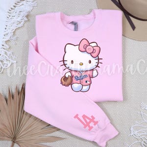 LA Kawaii Kitty Baseball Jersey Inspired Crewneck Sweater Los Angeles