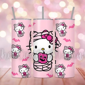 Mummy Kawaii Kitty Spooky 20oz Halloween Skinny Tumbler Cup