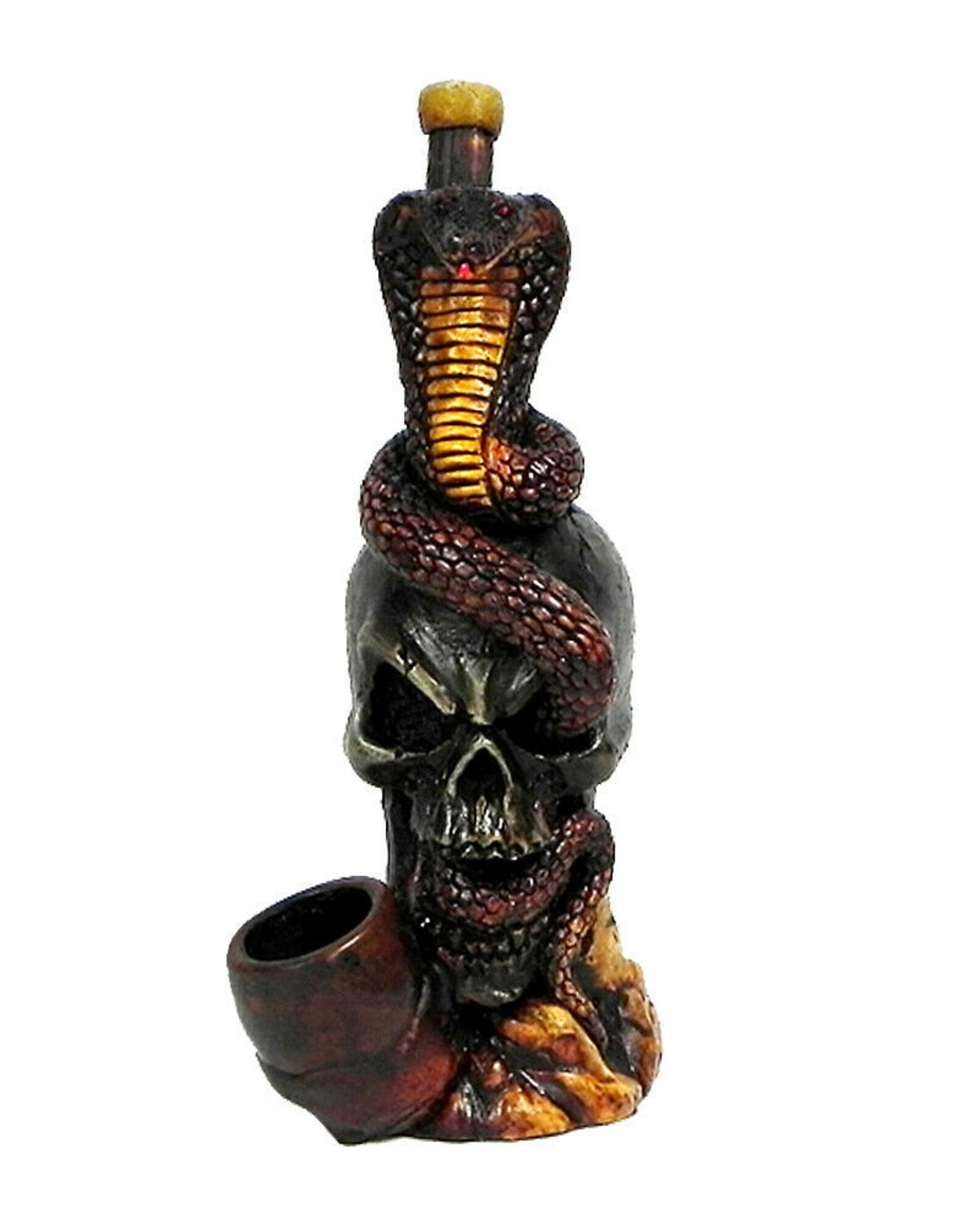 Black Skull With King Cobra Snake Handmade Smoking Hand Pipe / Pipe ...