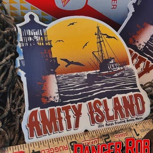 Vintage - JAWS - Shark - AMITY - ORCA - Nautical - Quint - Brody - Hooper - Sticker