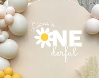 Custom Name ONEderful First Birthday Party Theme, First Birthday Decoration Boy Or Girl, Iron On Decal Sign Custom for Backdrop Spandex