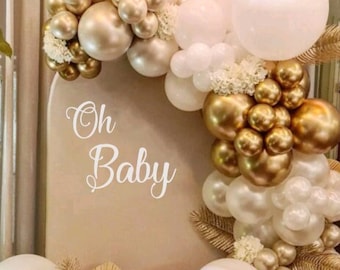OH BABY Party Wall Decal Sign | Balloon Arch Decoration | Gender Reveal Boy or Girl Baby Shower Decorations | Oh Baby Room Decor | Adhesive