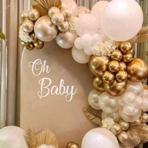 OH BABY Party Wall Decal Sign | Balloon Arch Decoration | Gender Reveal Boy or Girl Baby Shower Decorations | Oh Baby Room Decor | Adhesive