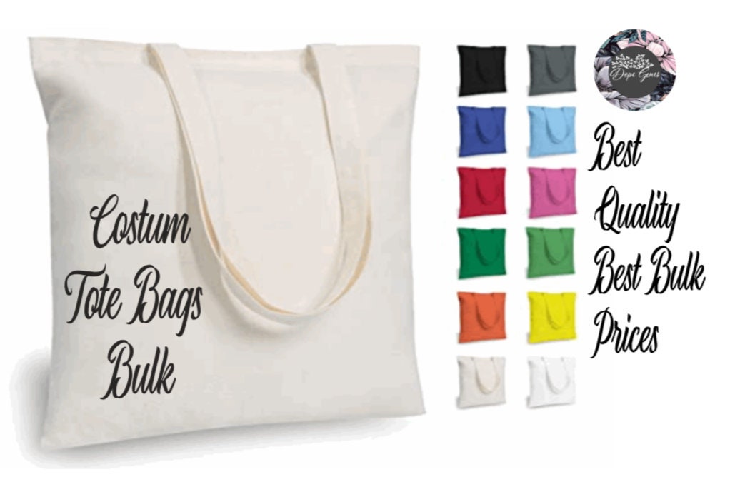 Cotton Canvas Multi Color Custom Basic Tote Bag - 15x15 $1.71