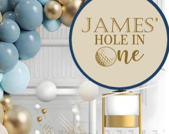 Letrero personalizado de hoyo en uno para cumpleaños / Calcomanía decorativa para fiesta de golf para fondo / Letrero con temática de golf para primer cumpleaños / Decoración deportiva personalizada para primer cumpleaños