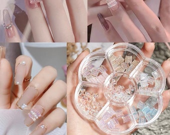 70 Pc Bowknot Clear Charm 3D Design Box Art Fashion Lovely Korean Style Nail Phone Bow DIY Decoration Manicure Accessories