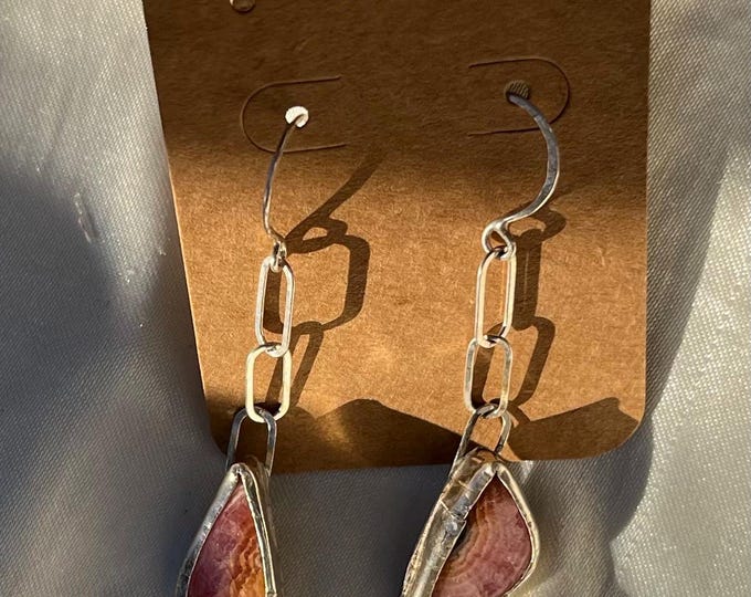 Rhodochrosite and Sterling Silver Earrings