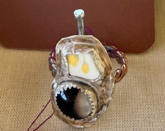 Agate and Plate Ring Size 8.5