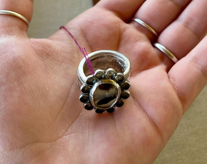 Montana Agate Flower Ring Size 8.5