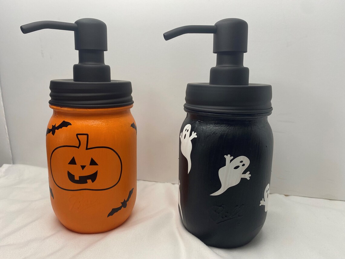 Halloween Soap Dispensers Orange Soap Pump Black Ghost Soap Etsy