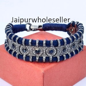 Beautiful Handmade Design Pave Diamond Bracelet, 925 Sterling Silver Blue Sapphire Gemstone Bracelet Gemstone Jewelry Women Anniversary Gift