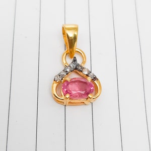 Natural Tourmaline Gemstone Pendant 925 Sterling Silver Gold Pleted Pave Diamonds Handmade Jewelry Gift For Women, Girls Tinni Pendent