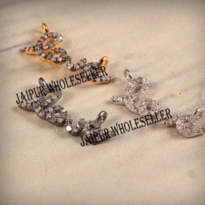 925 Sterling Silver Diamond Love Letter Charm Pendent 925 Sterling Silver Handmade Finish Item Pave Diamond Jewelry Pendent Gift For Her