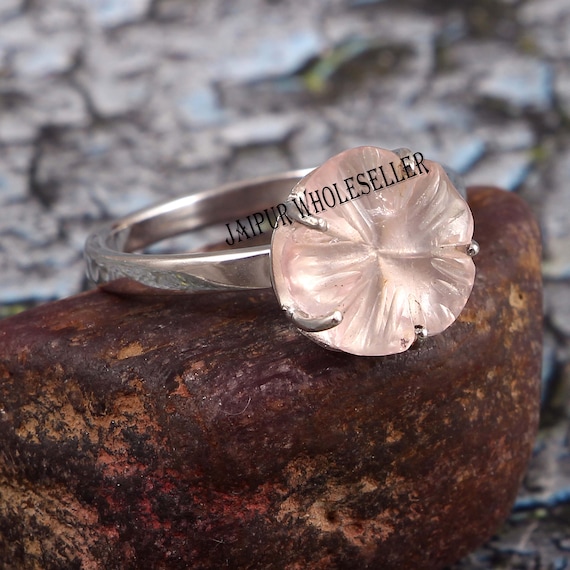 Pink Chandrakanta Stone Ring Pink Moon Stone Engagement Ring 925