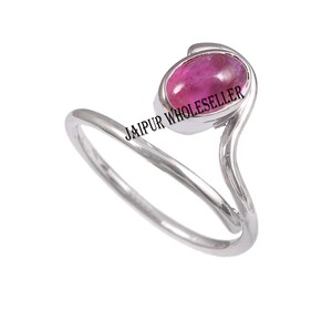 Bague ovale avec rubis, argent sterling 925, fait main