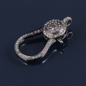 Pave Diamond Lobster, Pave Diamond Clasp, 925 Sterling Silver Handmade Finish Lock, Diamond Big Clasp 33*17 mm, Diamond Lobster Lock