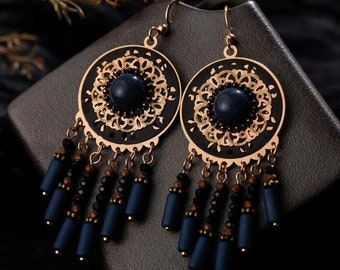 Artsy Ethnic Beads Tassel Drop Earrings | Handmade Beads Tassel Earrings Unique Mother's Day Gift Idea
