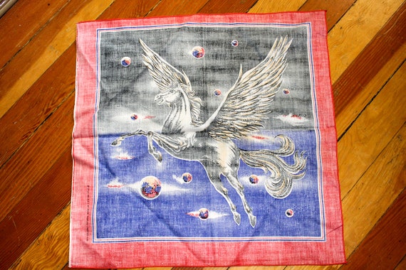 Winged Unicorn / Pegasus Bandana - Vintage 80s/ 9… - image 6