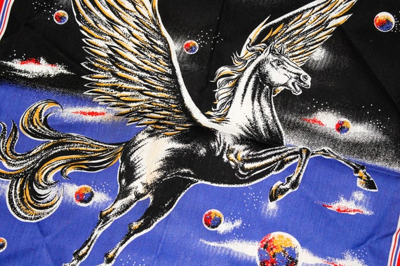 Winged Unicorn / Pegasus Bandana - Vintage 80s/ 9… - image 3