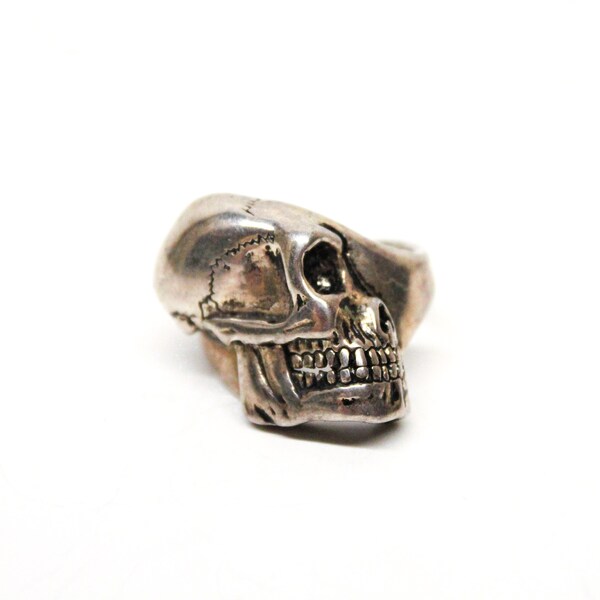 Vintage G&S Ring - Side Profile Skull - 1980s 1990s Men's Jewelry Rings Gordon Smith Biker Goth Punk - Size 12