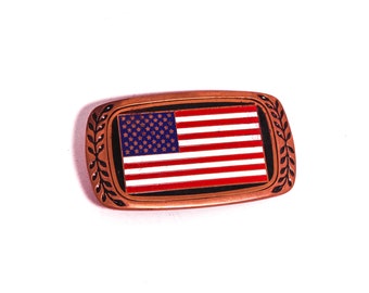 Vintage Belt Buckle - 1970s/ 1980s - American Flag USA