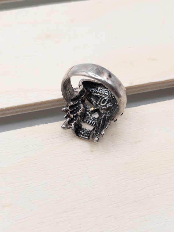 Vintage Ring - Skeleton Biker - Size 10 / 9.5 / 9… - image 5