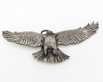 Vintage Belt Buckle - 1970s/ 1980s - Large Flying Eagle American Design - Brass Metal