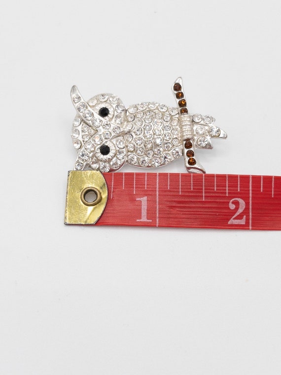 Vintage Brooch/Pin - Owl with Gems - made in the … - image 3