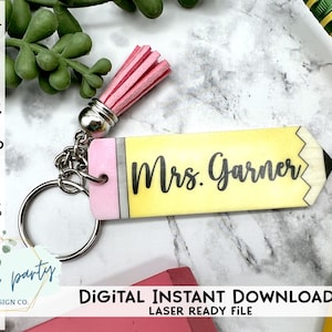 DIGITAL File Laser File + Sublimation File - Laser SVG file - Teacher Appreciation Keychain File - Pencil Keychain svg png - School Keychain