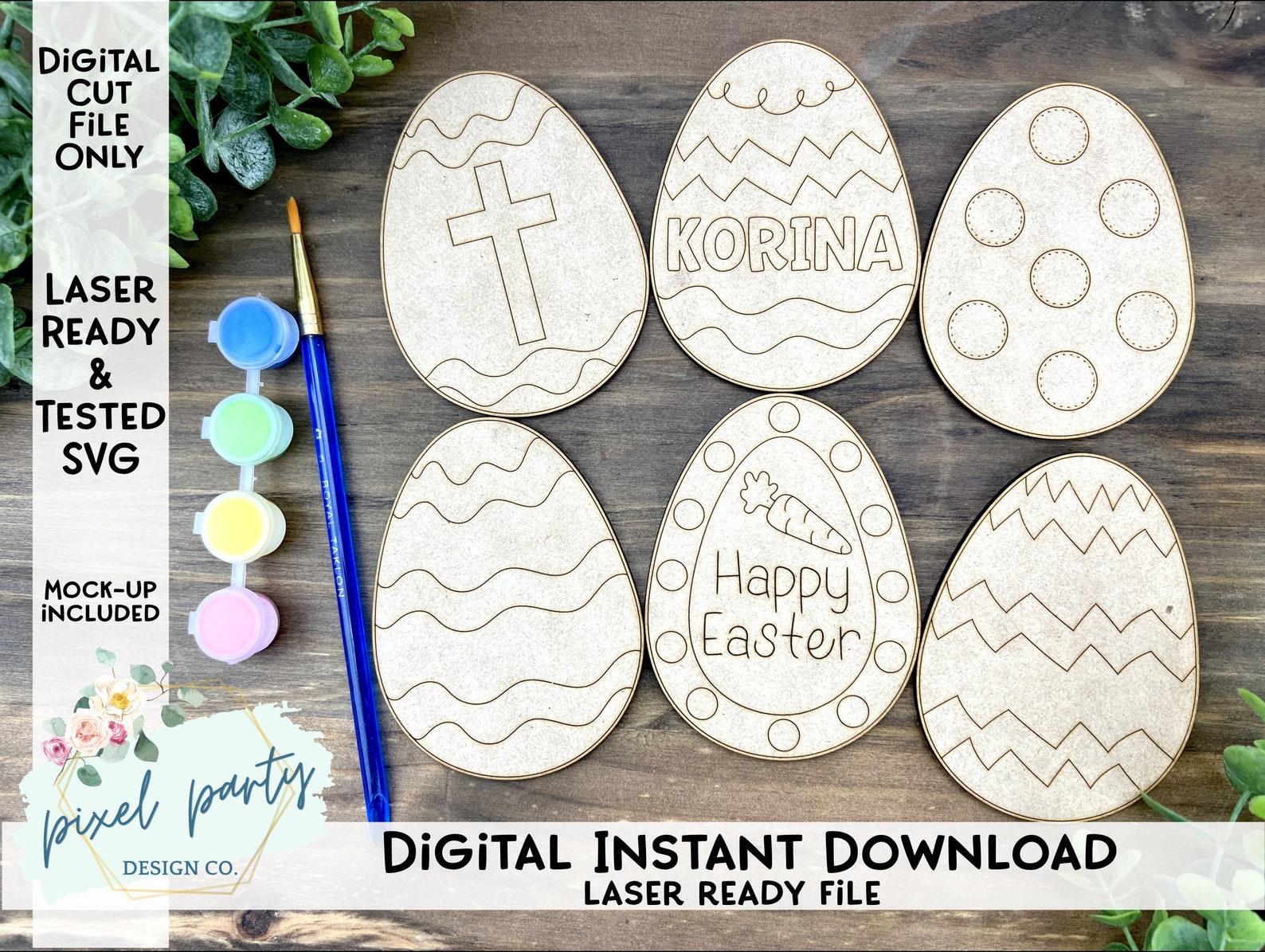 DIGITAL File 6 Designs Easter Egg DIY Paint Kit Laser File - SVG File ...