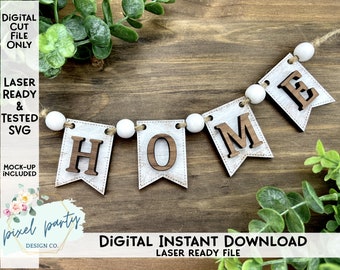 DIGITAL FILE Home Banner - Perfect for Realtor Baskets - Basket Decor - SVG Digital Download For Laser Cutting Machine Home Decor Idea